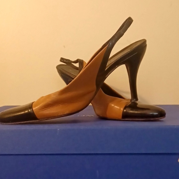 Donald Pliner,camel, and black patent leather  work shoe, Sz.8.5 - Picture 4 of 7